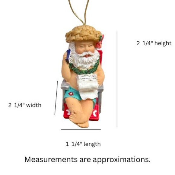Island Heritage Hawaiian “Working Santa” Christmas Ornament Hand Painted Resin - Picture 11 of 12